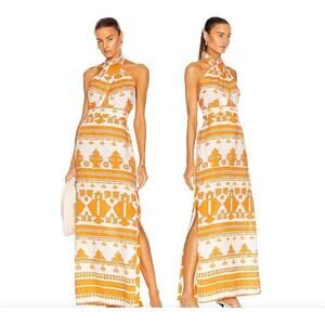 Johanna Ortiz Linen Cutout Halter Maxi Dress 2 Soleada Open Back Resort Yellow